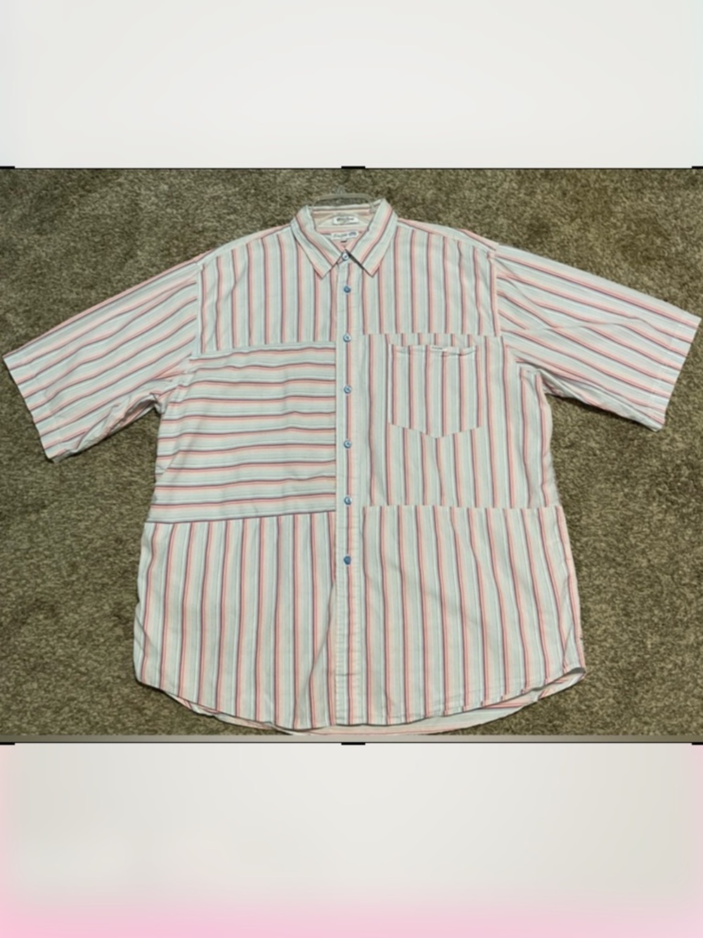 Ecko Unlimited Striped Short Sleeve Embroidered Logo Button-Down Shirt 2XT